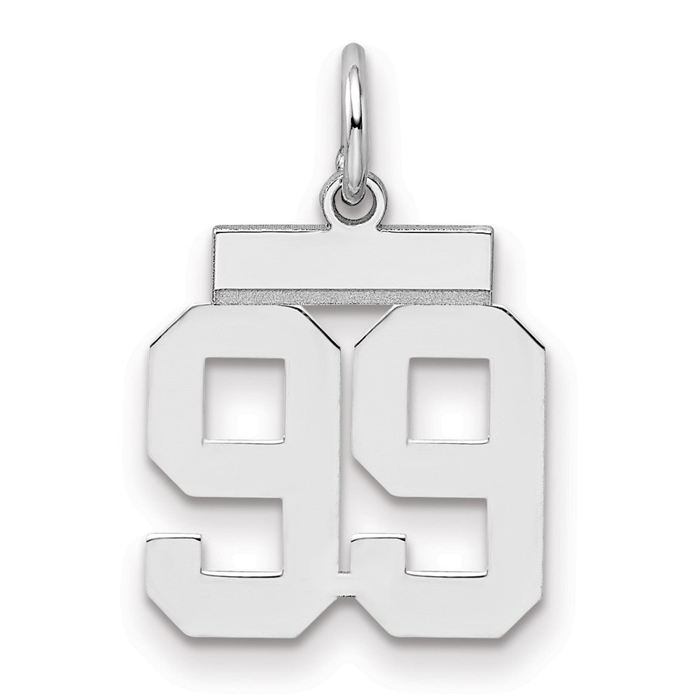 Sterling Silver/Rhodium-plated Polished Number 99 Charm - 3