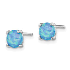 Sterling Silver Rhodium-plated Created Opal Pendant and Earring Set - 2