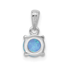 Sterling Silver Rhodium-plated Created Opal Pendant and Earring Set - 2