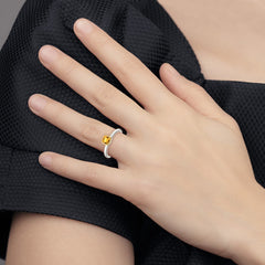 Shey Couture Sterling Silver Rhodium-plated with 14k Accent Polished Cushion-cut Citrine Ring