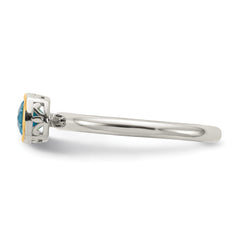 Shey Couture Sterling Silver Rhodium-plated with 14k Accent Polished Cushion-cut Light Swiss Blue Topaz Ring - 3