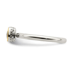 Shey Couture Sterling Silver Rhodium-plated with 14K Accent Polished Cushion-cut White Topaz Ring - 2