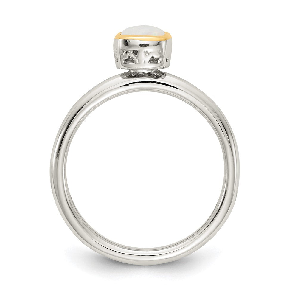 Shey Couture Sterling Silver Rhodium-plated with 14K Accent Polished Cushion-cut Milky Opal Ring - 3