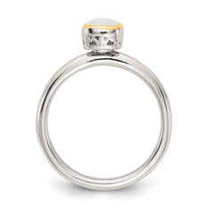 Shey Couture Sterling Silver Rhodium-plated with 14K Accent Polished Cushion-cut Milky Opal Ring