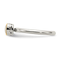 Shey Couture Sterling Silver Rhodium-plated with 14K Accent Polished Cushion-cut Milky Opal Ring - 3