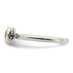 Shey Couture Sterling Silver Rhodium-plated with 14K Accent Polished Cushion-cut Garnet Ring - 3