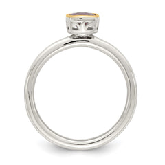 Shey Couture Sterling Silver Rhodium-plated with 14K Accent Polished Cushion-cut Amethyst Ring - 3