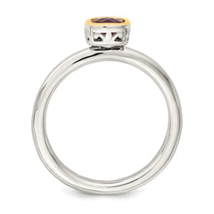 Shey Couture Sterling Silver Rhodium-plated with 14K Accent Polished Cushion-cut Created Ruby Ring - 3