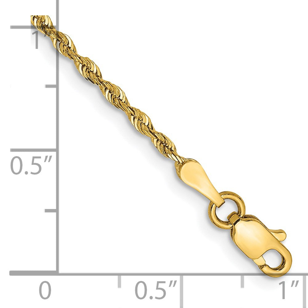 14K 10 Inch 1.85mm Diamond-cut Quadruple Rope Lobster Clasp Anklet