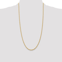 14K 28 Inch 2.75mm Diamond-cut Quadruple Rope Lobster Clasp Chain