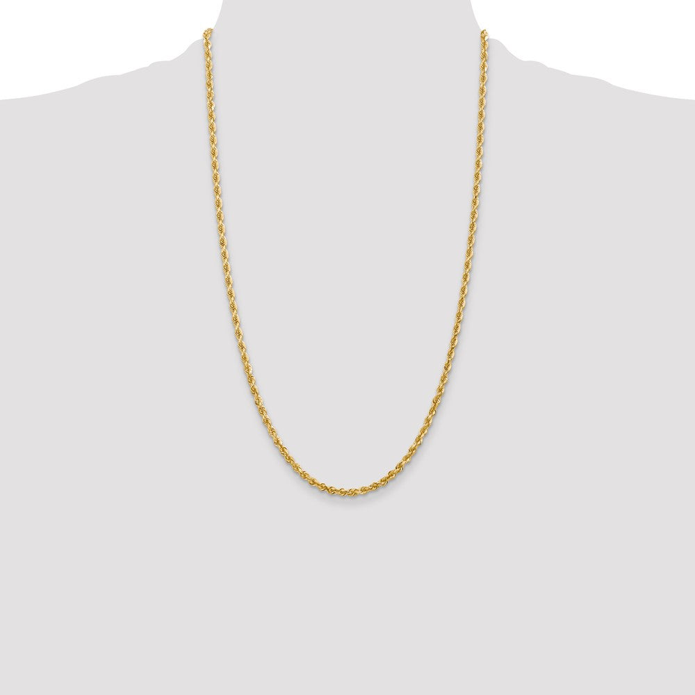 14K 26 Inch 3.35mm Diamond-cut Quadruple Rope Lobster Clasp Chain