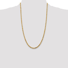 14K 26 Inch 4mm Diamond-cut Quadruple Rope Lobster Clasp Chain
