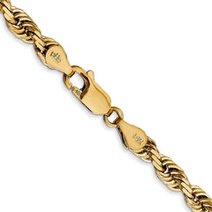 14K 22 Inch 4.5mm Diamond-cut Quadruple Rope Lobster Clasp Chain