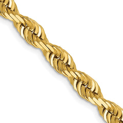 14K 28 Inch 5mm Diamond-cut Quadruple Rope Lobster Clasp Chain