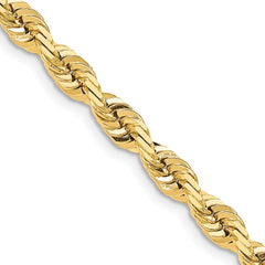 14K 20 Inch 7mm Diamond-cut Quadruple Rope Fancy Lobster Clasp Chain
