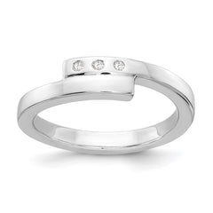 White Ice Sterling Silver Rhodium-plated Diamond Ring - 6