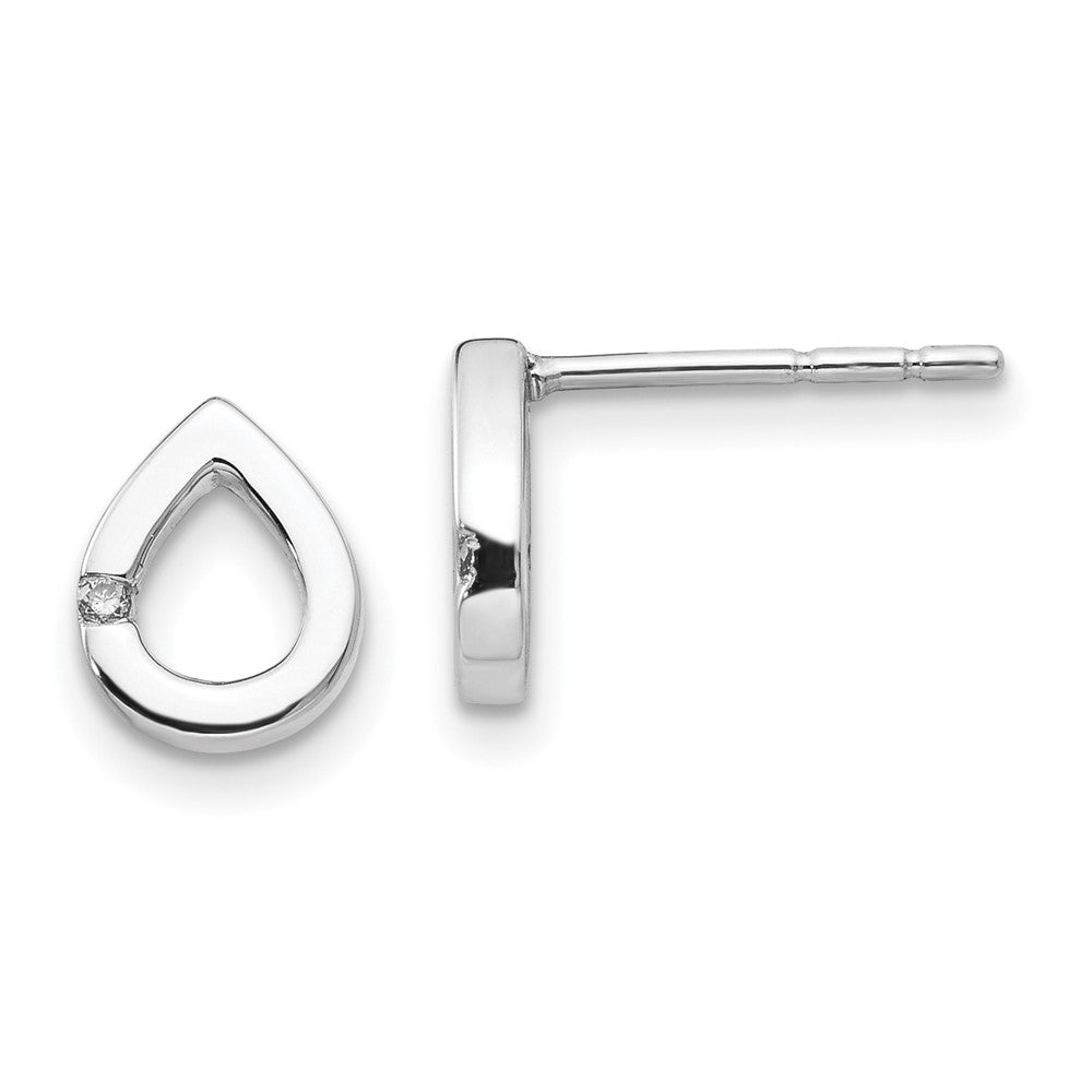 White Ice Sterling Silver Rhodium-plated Diamond Teardrop Post Earrings - 2