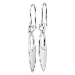 White Ice Sterling Silver Rhodium-plated Diamond Shepherd Hook Dangle Earrings - 6