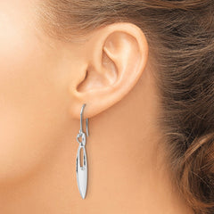 White Ice Sterling Silver Rhodium-plated Diamond Shepherd Hook Dangle Earrings - 6
