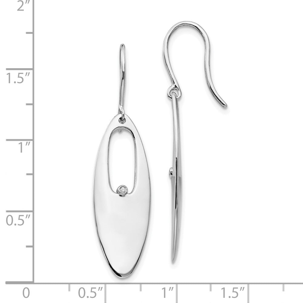 White Ice Sterling Silver Rhodium-plated Diamond Shepherd Hook Dangle Earrings - 6