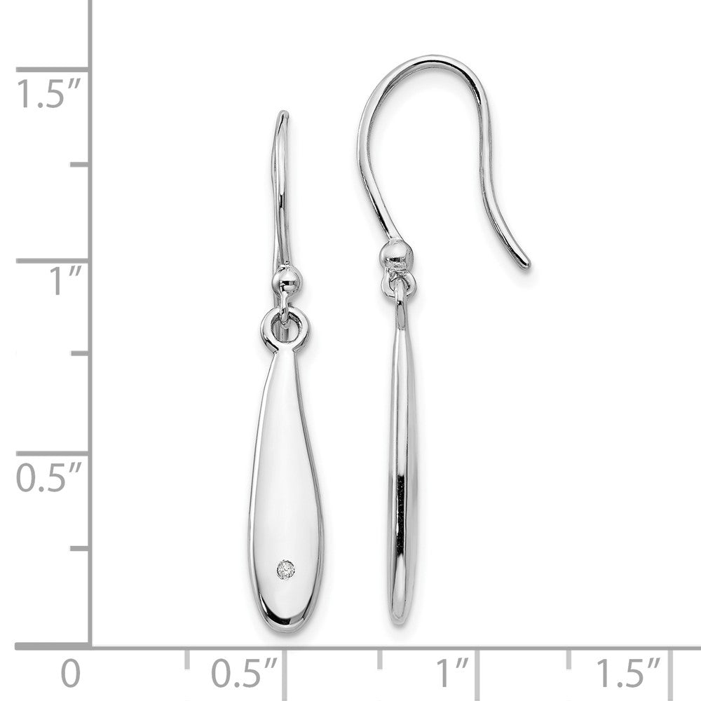 White Ice Sterling Silver Rhodium-plated Diamond Shepherd Hook Dangle Earrings - 3