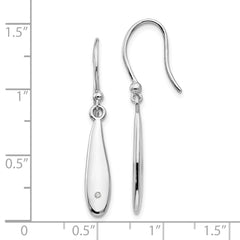 White Ice Sterling Silver Rhodium-plated Diamond Shepherd Hook Dangle Earrings - 3