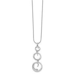 White Ice Sterling Silver Rhodium-plated 18 Inch Diamond Swirl Necklace with 2 Inch Extender - 3