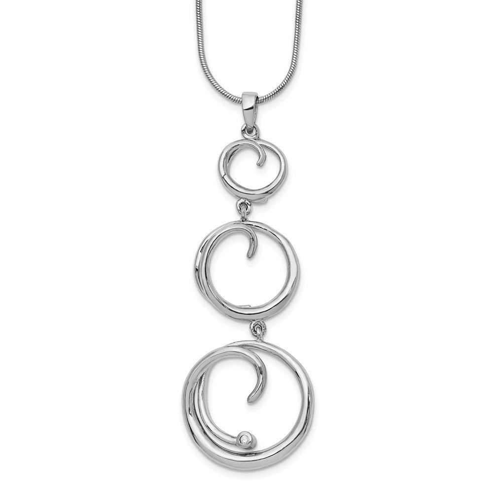 White Ice Sterling Silver Rhodium-plated 18 Inch Diamond Swirl Necklace with 2 Inch Extender - 3
