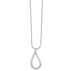 White Ice Sterling Silver Rhodium-plated 18 Inch Diamond Open Teardrop Necklace with 2 Inch Extender - 2