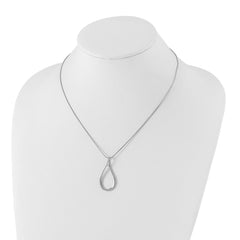 White Ice Sterling Silver Rhodium-plated 18 Inch Diamond Open Teardrop Necklace with 2 Inch Extender - 2
