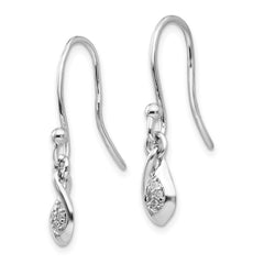 White Ice Sterling Silver Rhodium-plated Diamond Shepherd Hook Dangle Earrings - 4