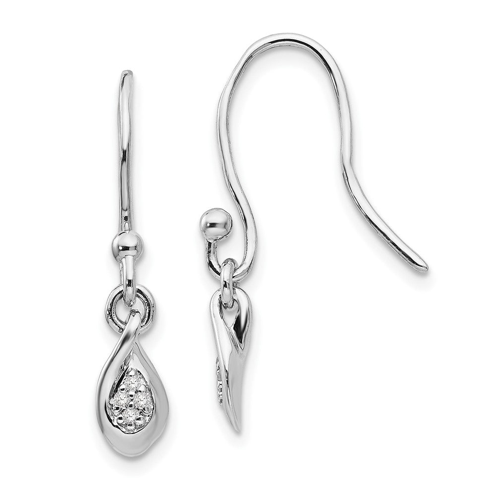 White Ice Sterling Silver Rhodium-plated Diamond Shepherd Hook Dangle Earrings - 4