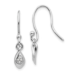 White Ice Sterling Silver Rhodium-plated Diamond Shepherd Hook Dangle Earrings - 4