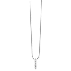 White Ice Sterling Silver Rhodium-plated 18 Inch Chanel-set Diamond Vertical Bar Necklace with 2 Inch Extender