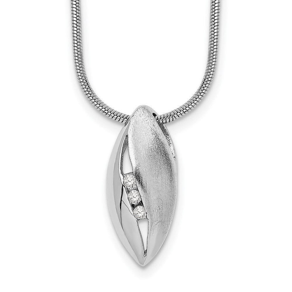 White Ice Sterling Silver Rhodium-plated Satin and Polished 18 Inch Diamond Necklace with 2 Inch Extender - 3