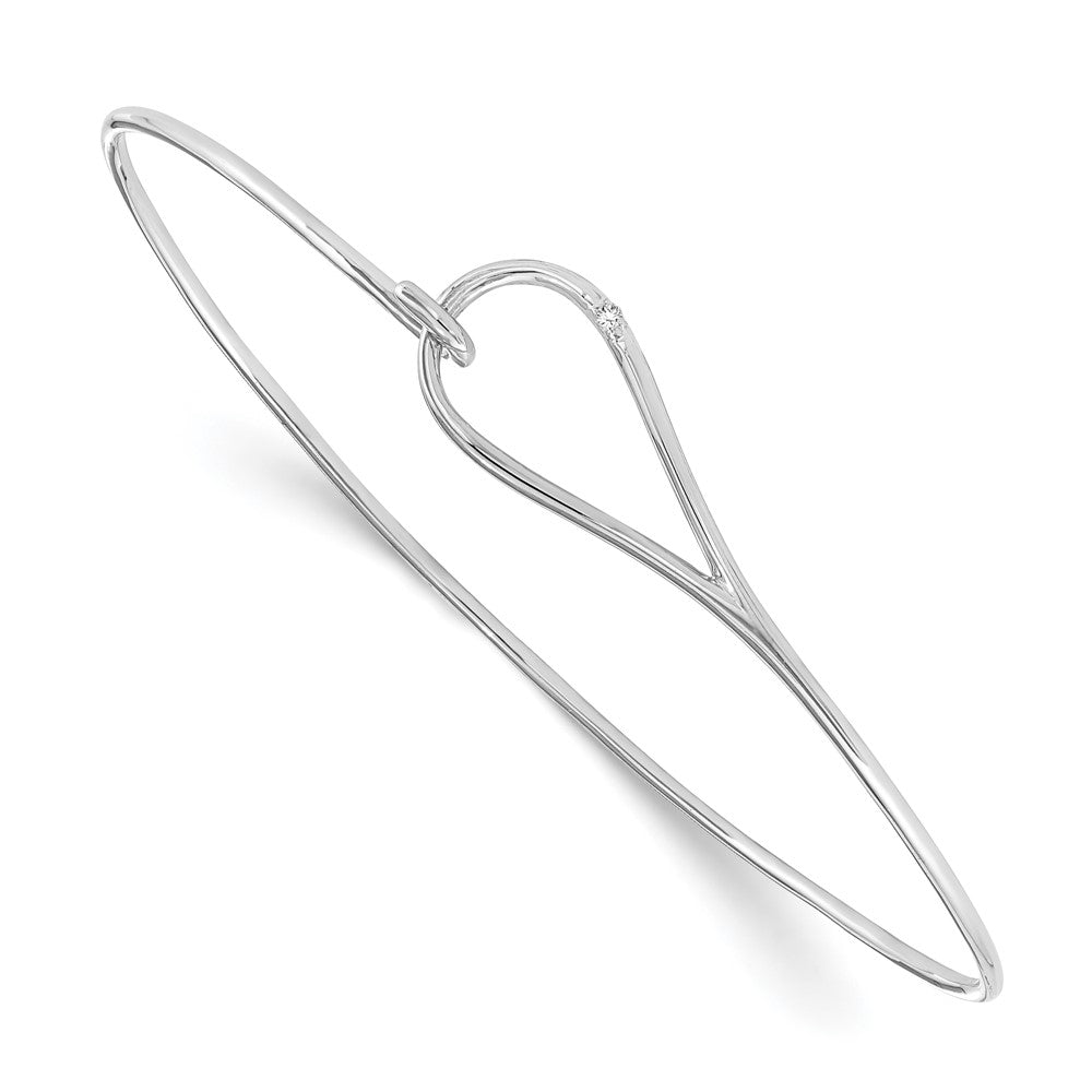 White Ice Sterling Silver Rhodium-plated Diamond Bangle - 4