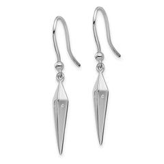 White Ice Sterling Silver Rhodium-plated Diamond Shepherd Hook Dangle Earrings - 5