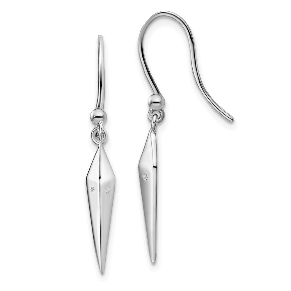 White Ice Sterling Silver Rhodium-plated Diamond Shepherd Hook Dangle Earrings - 5