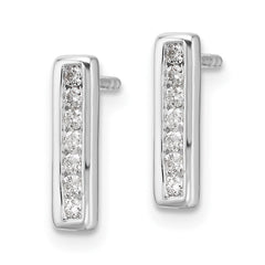 White Ice Sterling Silver Rhodium-plated Diamond Vertical Post Earrings