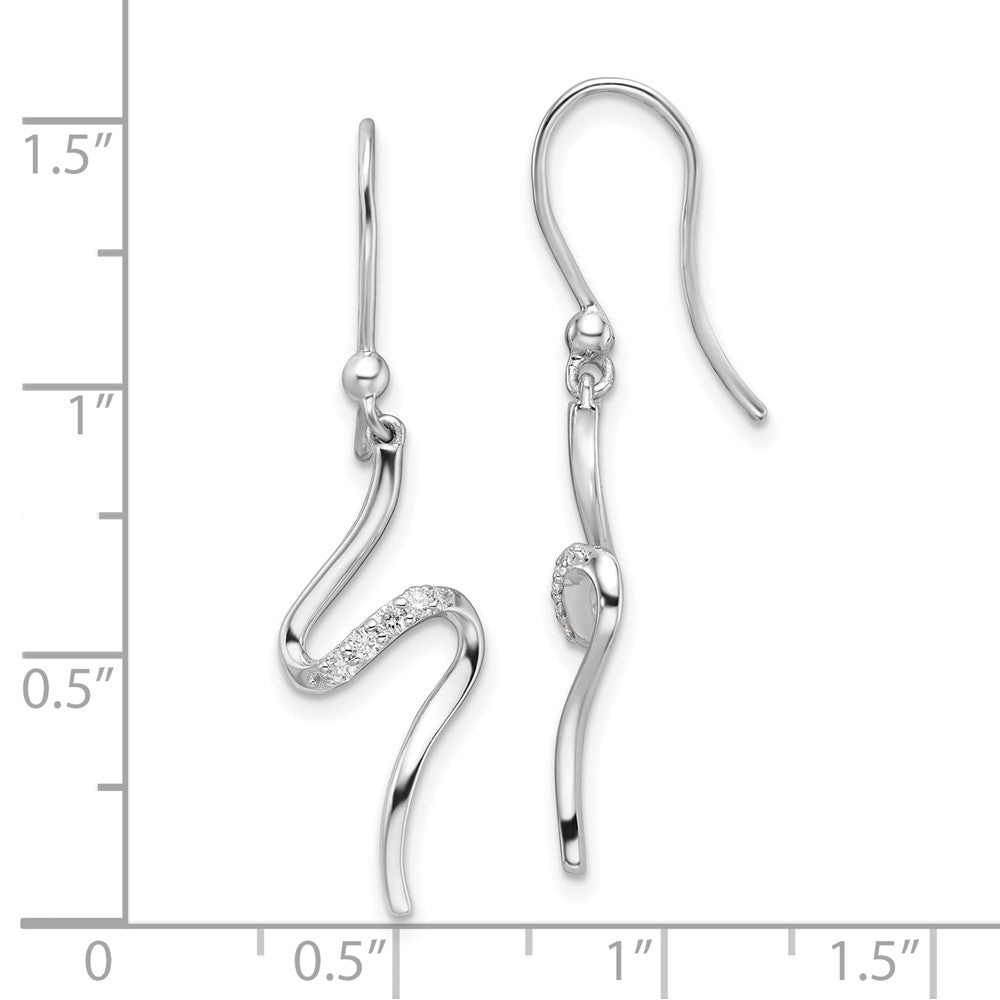 White Ice Sterling Silver Rhodium-plated Diamond Shepherd Hook Dangle Earrings - 7