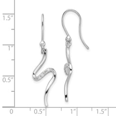 White Ice Sterling Silver Rhodium-plated Diamond Shepherd Hook Dangle Earrings - 7