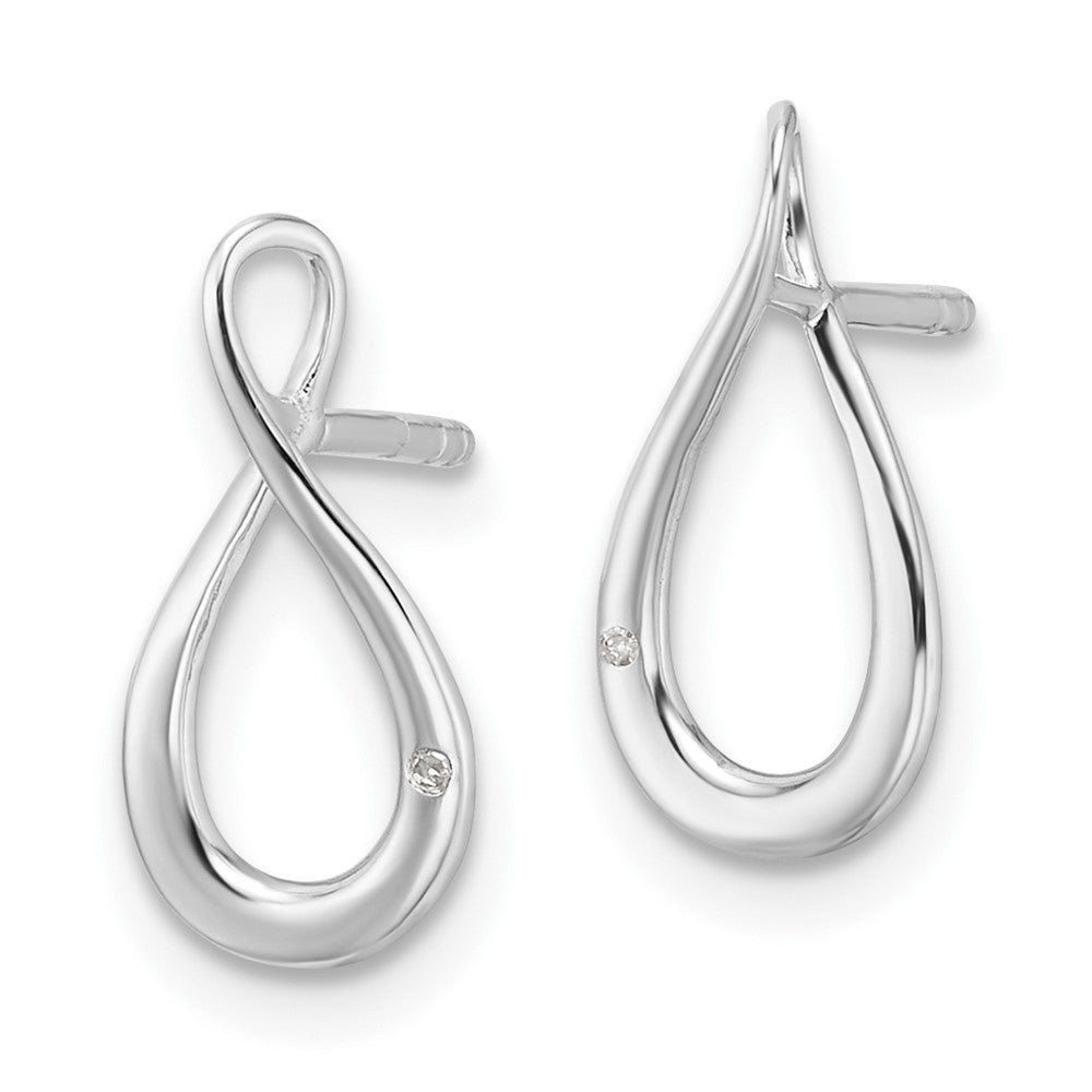 White Ice Sterling Silver Rhodium-plated Diamond Post Earrings - 4