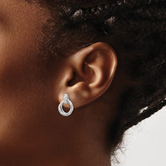 White Ice Sterling Silver Rhodium-plated Diamond Three Ring Post Earrings