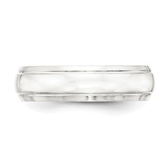 Sterling Silver 6mm Polished Domed with Grooved Beveled Edge Fancy Band Size 7