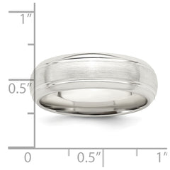 Sterling Silver 6mm Brushed Domed with Grooved Beveled Edge Fancy Band Size 12.5