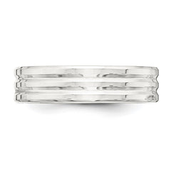 Sterling Silver 6mm Polished Flat Grooved Fancy Band Size 12.5 - 2