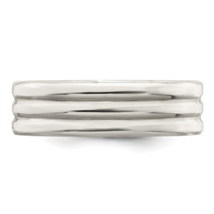 Sterling Silver 6mm Polished Flat Grooved Fancy Band Size 9 - 2
