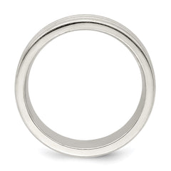Sterling Silver 6mm Brushed Flat Grooved Fancy Band Size 11 - 2
