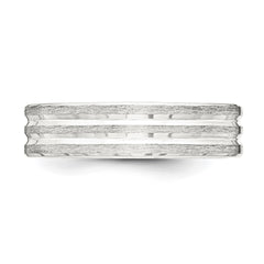 Sterling Silver 6mm Brushed Flat Grooved Fancy Band Size 11 - 2