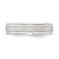 Sterling Silver 6mm Brushed Flat Grooved Beveled Edge Fancy Band Size 11.5